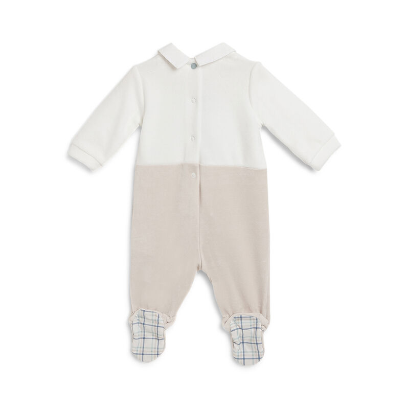 Boys Medium Natural Checkered Leg Opening Babysuit image number 1